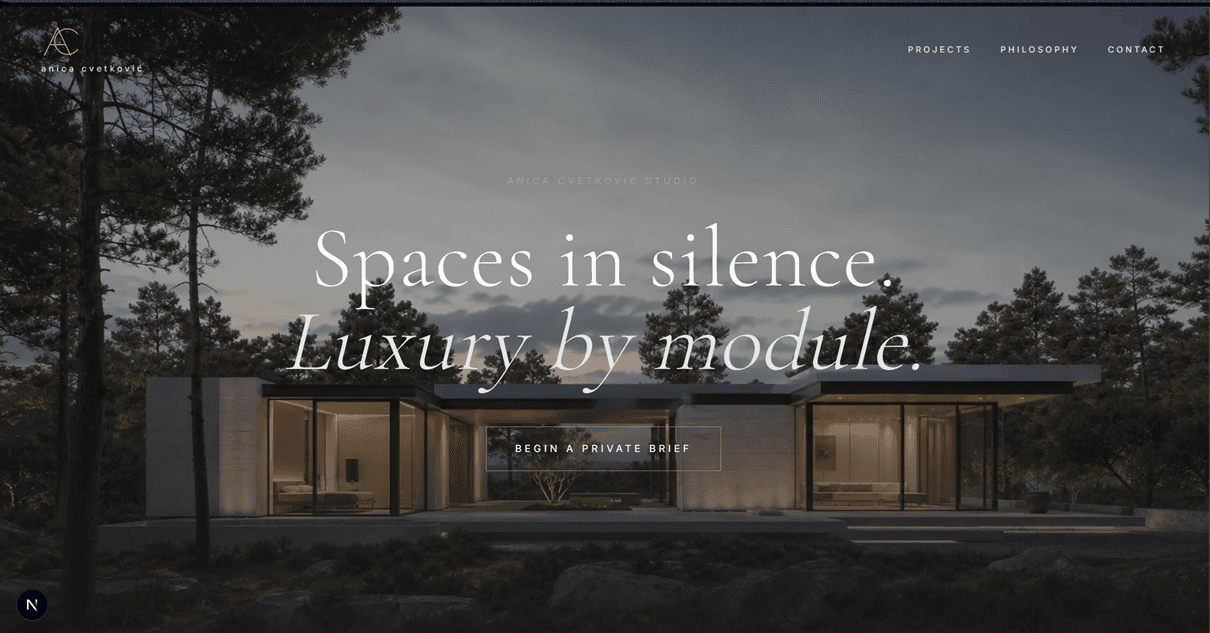 Architecture studio website preview for modern prefabricated house projects