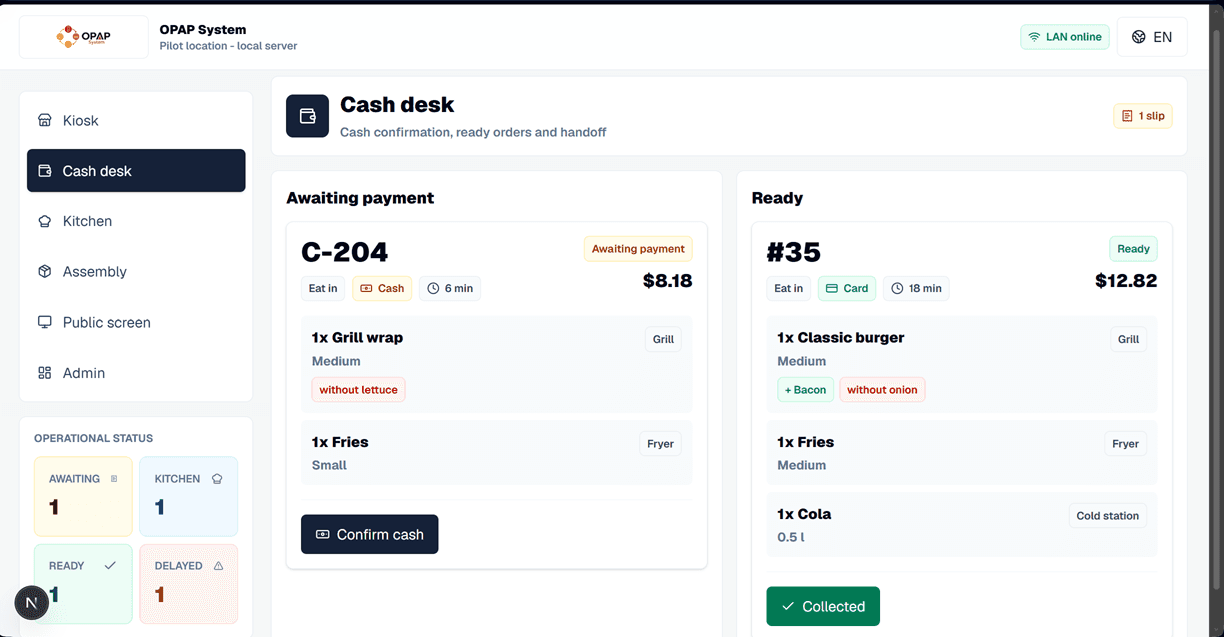 OPAP System cash desk interface